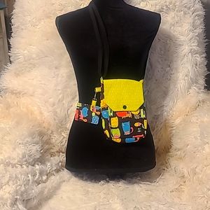 HANDCRAFTED 100% COTTON CROSSBODY CELLPHONE CARRIER W/ LIP BALM HOLDER